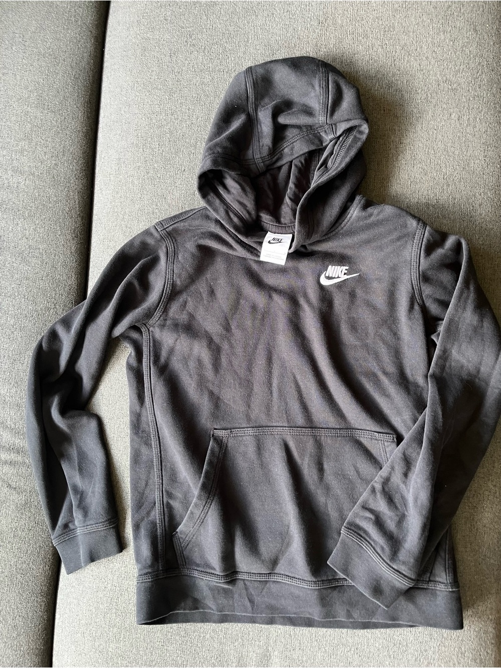Nike Hoodie Black Paneled Hood Sportswear Club Big Kids’ Pullover Youth Large